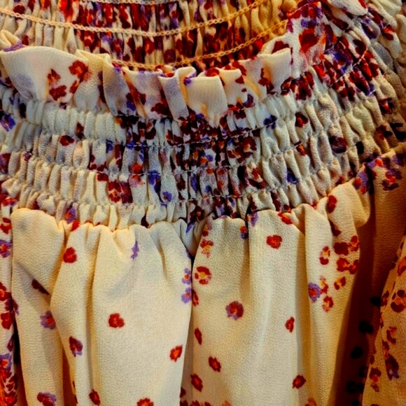 Boho Y2K Fall Peasant top ,tiered Skirt Milkmaid Cottagecore Party maxi set S - Picture 3 of 10